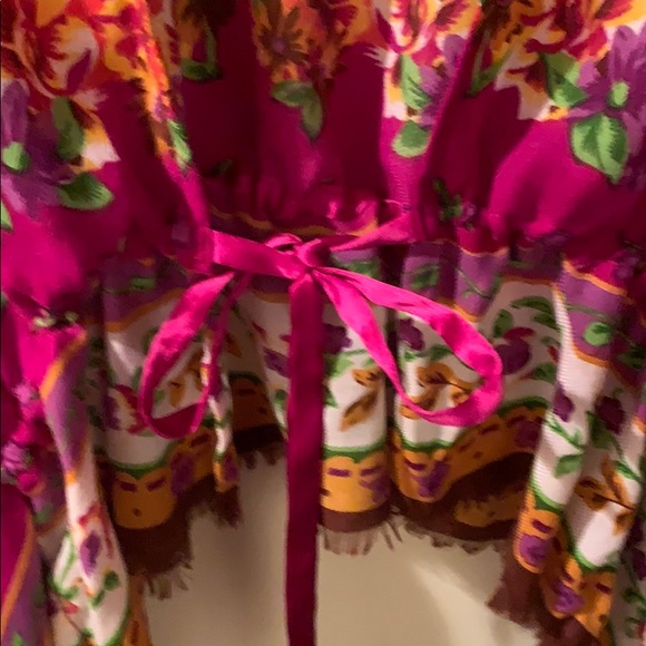 Betsey Johnson Orange & Purple floral wrap top - Picture 3 of 10